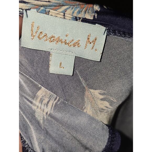 Veronica M Navy Feather Print Maxi Dress - Picture 8 of 8